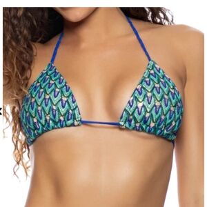 Luli Fama Blue and Green Bikini with Vibrant Pattern